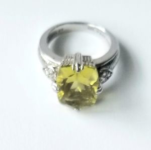 Judith Ripka citrine sterling silver ring 8.5